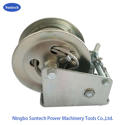 Marine Power Coating Manual Hand Winch With Cable 1600LB / 727kg Capacity