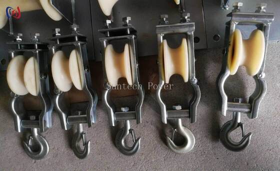 Professional Sitting and Hanging Type Dual Use Stringing Block with 5-20KN Rated Load and 80x50mm Sheave Size for Overhead Line Installation